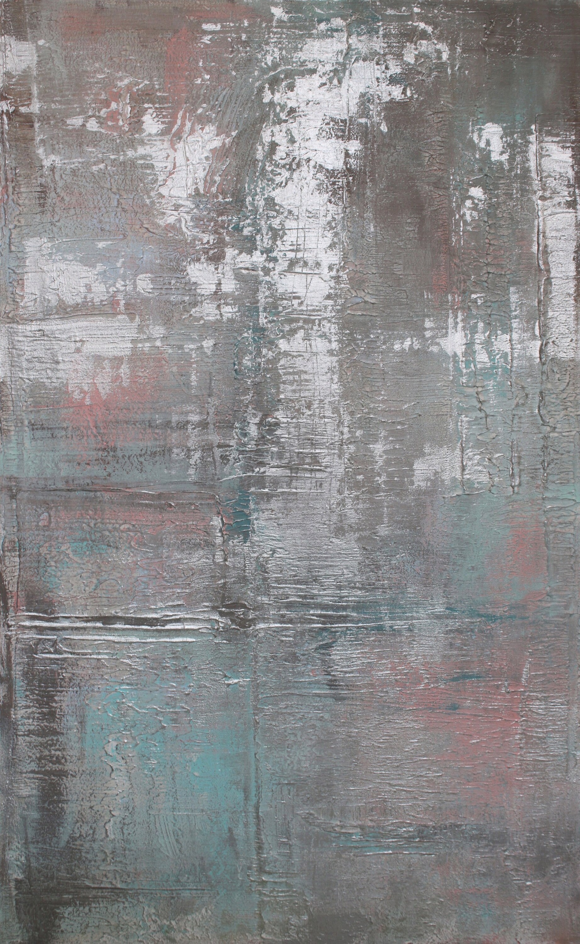 Silver Pink Teal Abstract Painting Silver Art Abstract Painting Extra