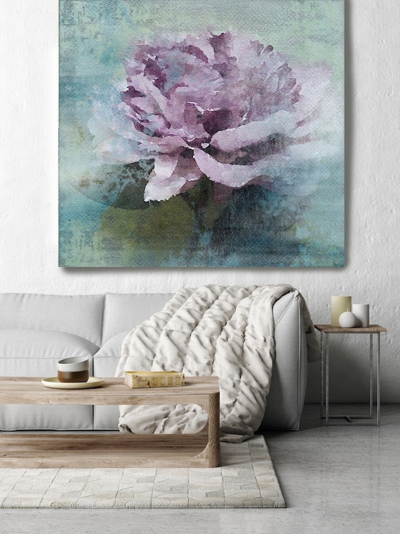 Purple Majesty Rustic Floral Painting | Canvas Art Print up to 48" by Irena Orlov | Large Canvas Print | Green Turquoise Pink Lavender Art