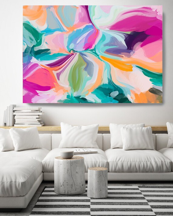 Modern Abstract Wall Art Decor, Abstract Vivid Painting Canvas Print, Abstract Colorful Flow Art, BOHO Wall Art for Home