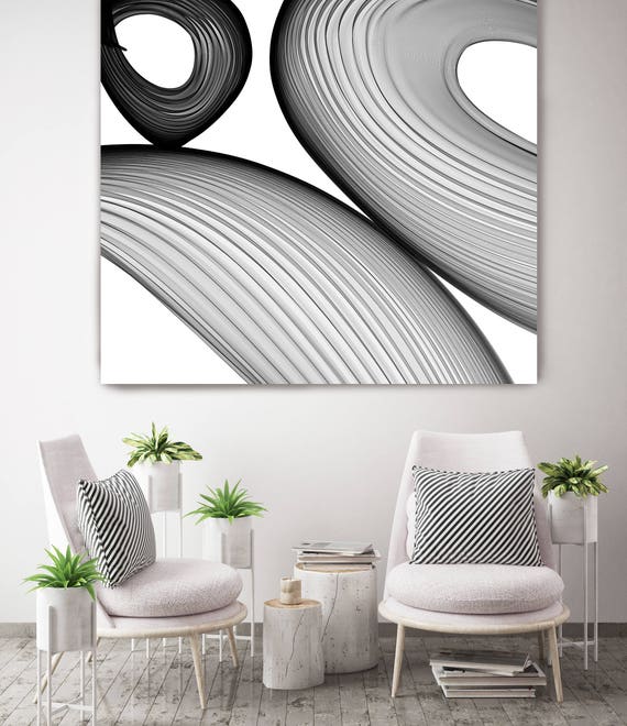 ORL-6034 Abstract Black and White 21-38-14. New Media Abstract Black and White Canvas Art Print, Canvas Art Print up to 50" by Irena Orlov