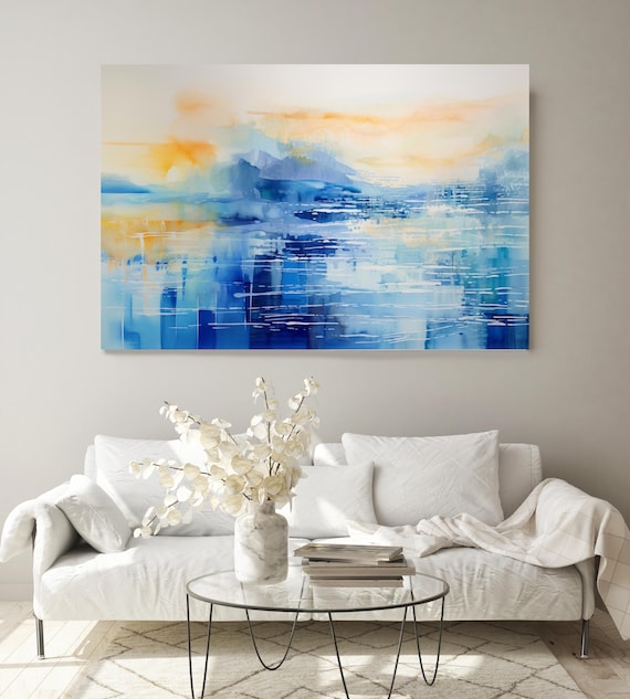 Deep Blue Harmony-19 – Coastal Abstract Canvas Print, Ocean-Inspired Wall Art, Modern Contemporary Decor