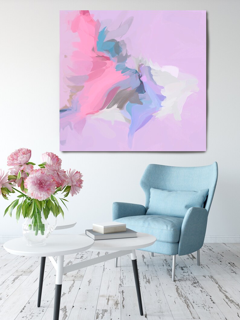 Pink Cloud. Pink Abstract Art Wall Decor Large Abstract Pink Etsy