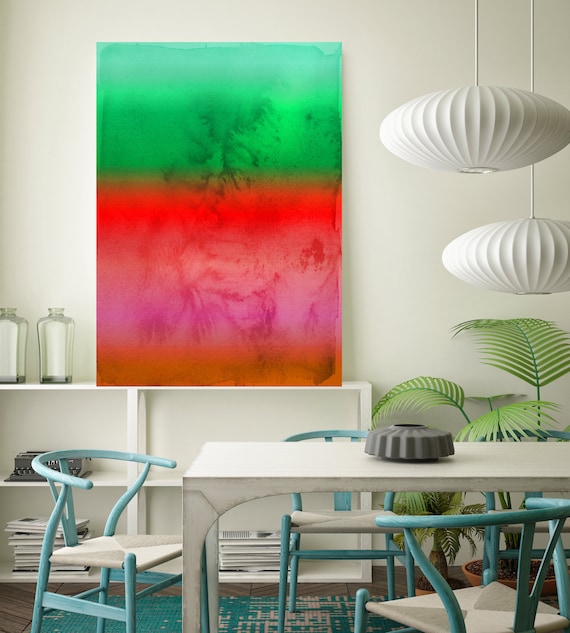 Abstract Minimalist Rothko Inspired 1-34. Abstract Painting Giclee of Original Wall Art, Red Green Large Canvas Art Print up to 72"