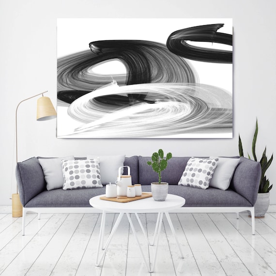 Squeezed through. Contemporary Abstract Black and White, Unique Wall Decor, Large Contemporary Canvas Art Print up to 72" by Irena Orlov