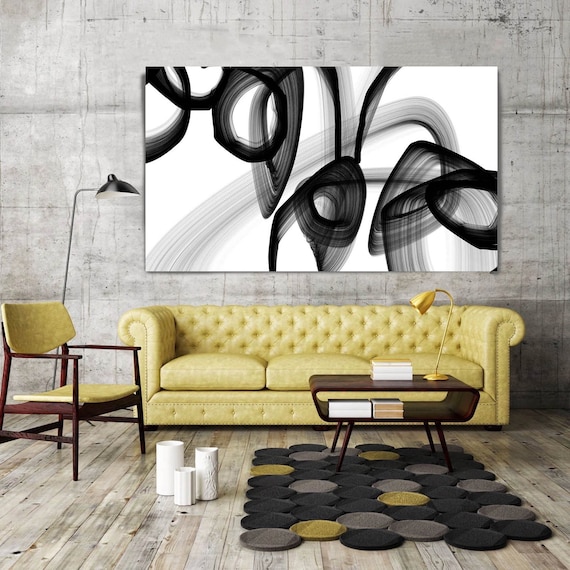 A Secret Code. Abstract Black and White, Unique Abstract Wall Decor, Large Contemporary Canvas Art Print up to 72" by Irena Orlov