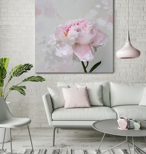 Romantic Grey Pink Peony Splash 1. Flower Photography, Peonies, Pink, Pink Floral Fine Art Photograph, Still Life, Large Wall Art up to 50"