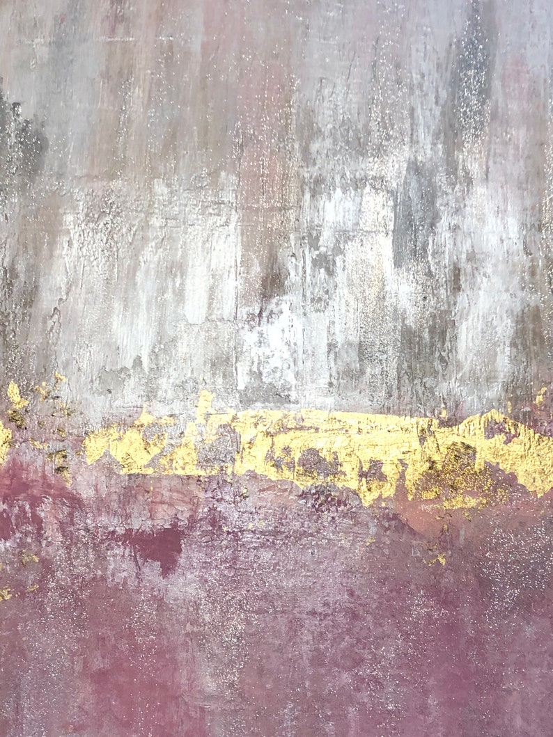 Gold Pink Abstract Original Painting on Canvas 48 X 36", Gold Pink ...