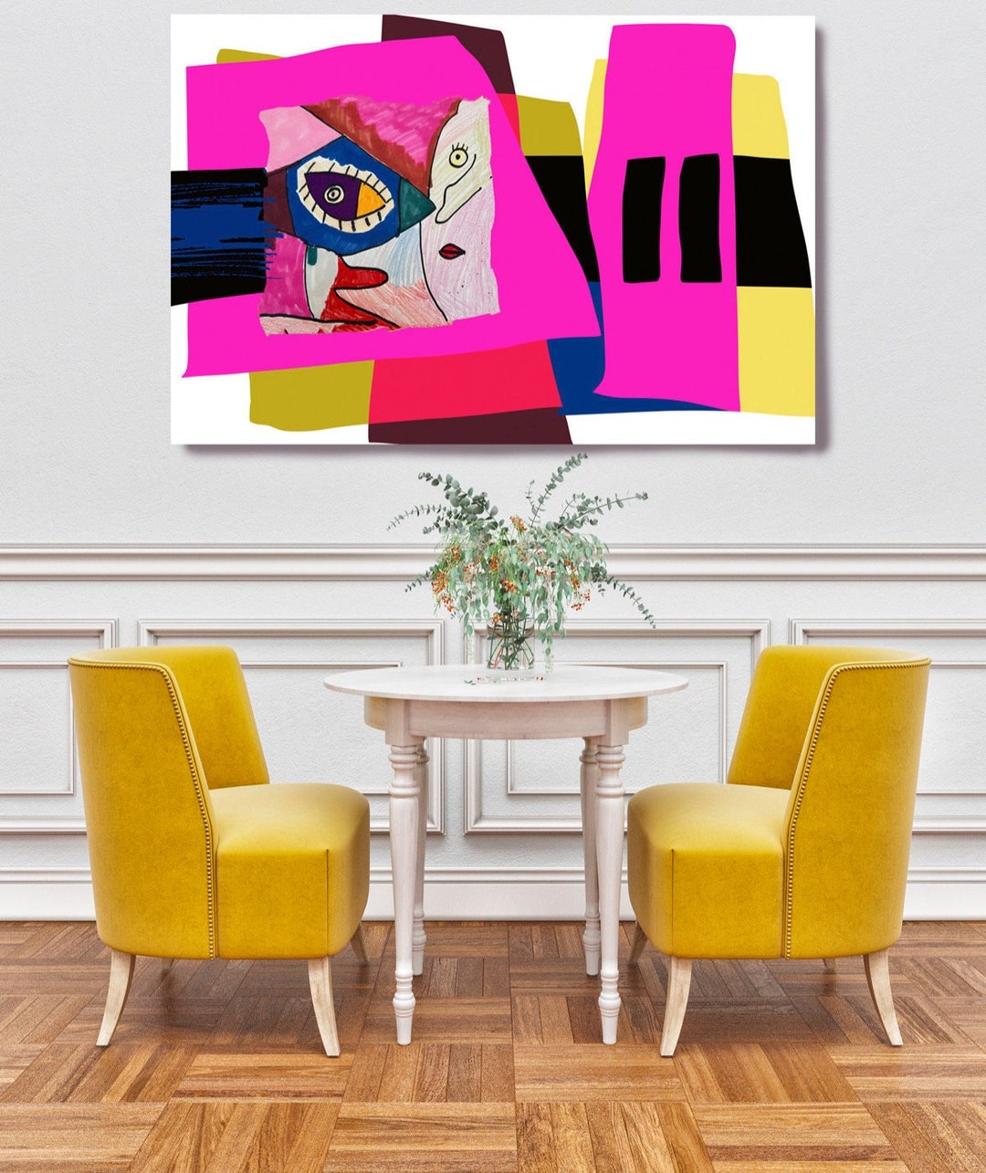 Cubist Sun Under the Same Sun, Cubist Abstract Canvas Art Print, Colorful Abstract ...