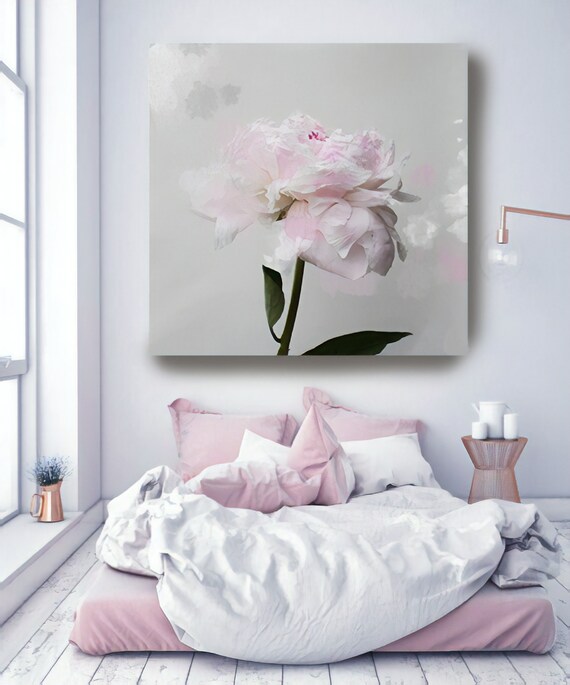 Romantic Grey Pink Peony Splash 3. Peonies, Pink, Pink Floral Fine Art Photograph, Still Life, Large Wall Art up to 50"