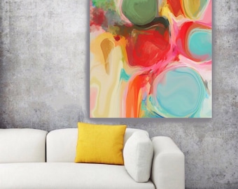 Vivid Dreams. Geometrical Abstract Art, Wall Decor, Extra Large Abstract Colorful Contemporary Canvas Art Print up to 72" by Irena Orlov