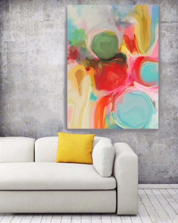 Vivid Dreams. Geometrical Abstract Art, Wall Decor, Extra Large Abstract Colorful Contemporary Canvas Art Print up to 72" by Irena Orlov