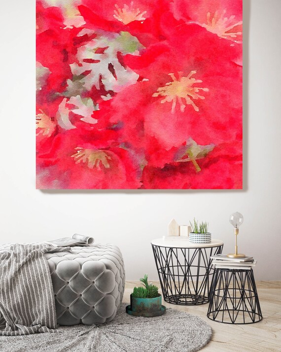 ORL-10047 Red Flower, Red Watercolor Floral Painting, Red Floral Canvas Art Print, Abstract Floral Canvas Art Print up to 50" by Irena Orlov