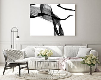 Pintura en blanco y negro, sueño profundo, nuevos medios vs pintura. 45H x 60W", Original New Media Abstract on Canvas