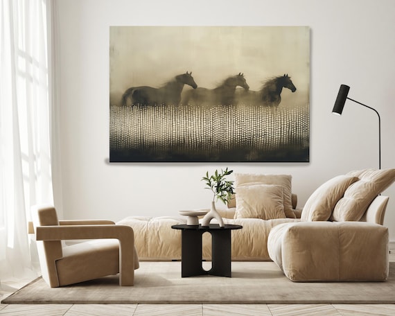 Abstract Equestrian-9 – Modern Horse Wall Art, Contemporary Equestrian Canvas Print, Minimalist Horse Decor