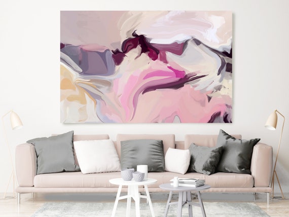 In silence, Blush Pink Beige Pastel Colors Art, Abstract painting, Neutral colors painting, modern art, Canvas Art Print, Fluid painting