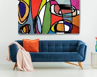 Mid Century Modern Wall Art, Retro Style Wall Art, Canvas Print, Midcentury Modern, Midcentury Canvas Print, Wall Art Vibrant Abstract