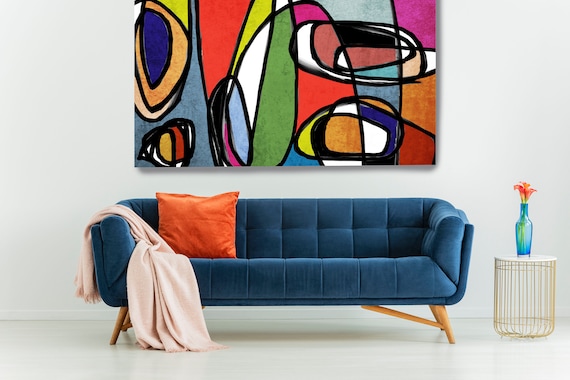 Mid Century Modern Wall Art, Retro Style Wall Art, Canvas Print, Midcentury Modern, Midcentury Canvas Print, Wall Art Vibrant Abstract