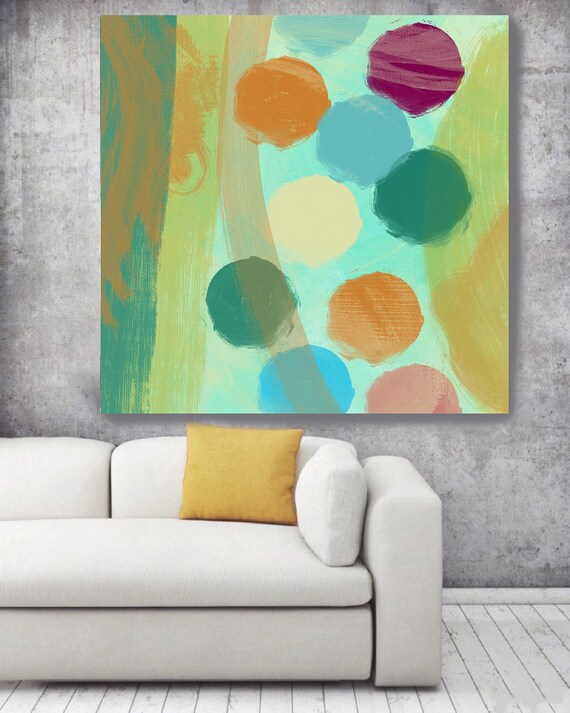 Abstract Circles 674. Geometrical Abstract Art, Wall Decor, Large Abstract Colorful Contemporary Canvas Art Print up to 48" by Irena Orlov