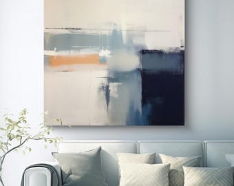 Zenith of Calm 1-2 Canvas Print | Minimalist Abstract Painting | Blue Tones Abstract Art | Abstract  Art | Seascape Canvas Print