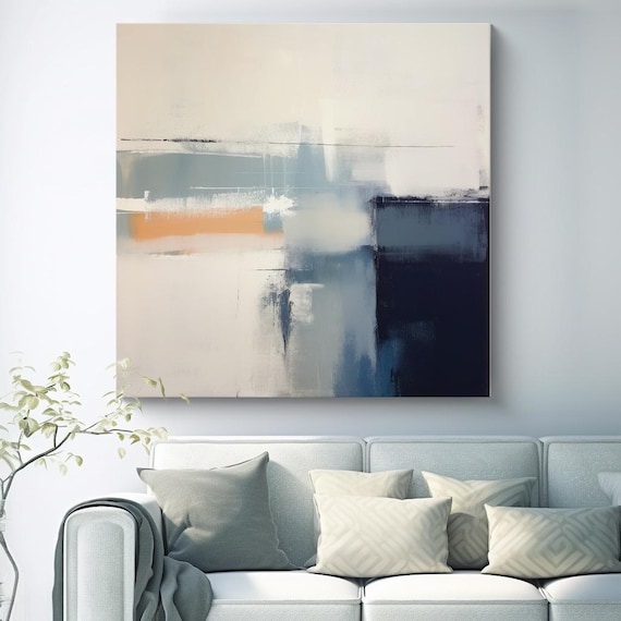 Zenith of Calm 1-2 Canvas Print | Minimalist Abstract Painting | Blue Tones Abstract Art | Abstract  Art | Seascape Canvas Print