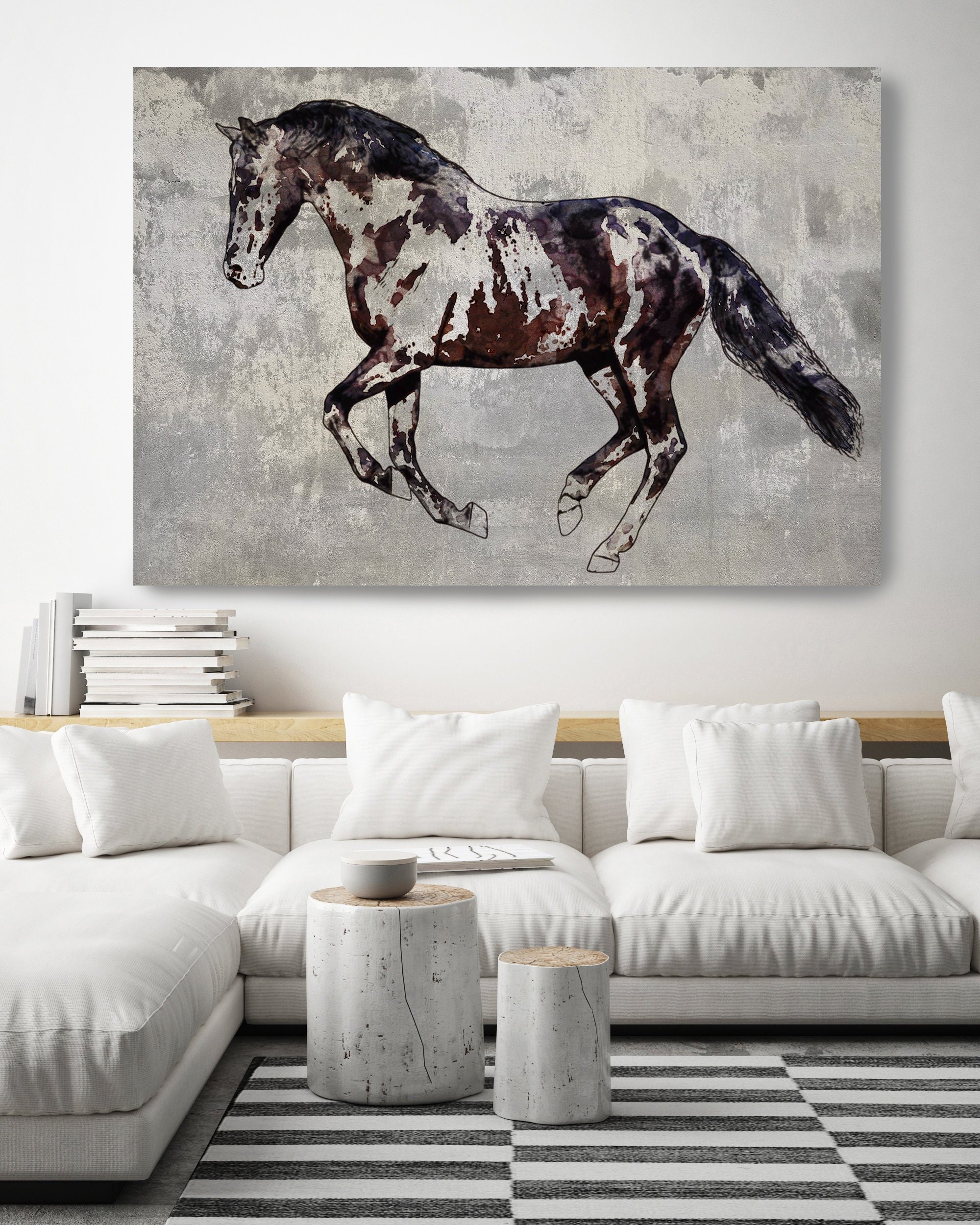 Trakehner Horse 2, Horse Painting Gray Horse Art, Horse Decor Painting