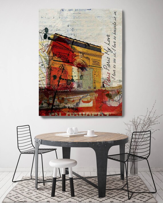 Red Yellow Abstract Paris Art | Cityscape Canvas Art Print | Parisian Abstract Landscape Print | Abstract Parisian Street Art | Irena Orlov