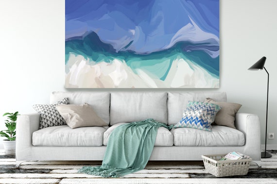 The Shades of Blue Abstract 3, Abstract Painting Modern Wall Art Painting Canvas Art Print Art Modern White Blue up to 80" by Irena Orlov