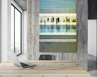 Going To Work 7, Arte para su oficina, Arte mural de oficina, Decoración de oficina corporativa azul, Lienzo extra grande Impresión artística de hasta 72" por Irena Orlov