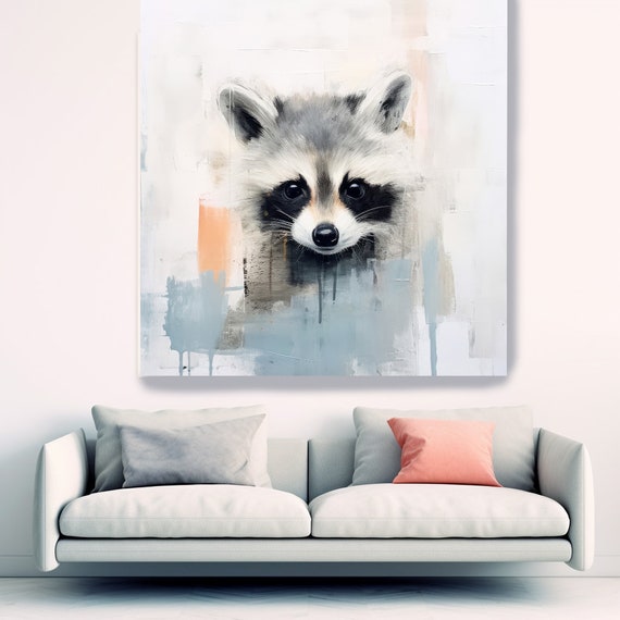 Raccoon Canvas Wall Art Print | Abstract Art Rustic Print | Animal Wall Art Print | Modern Wall Art | Livingroom Decor | Raccoon Wall Art