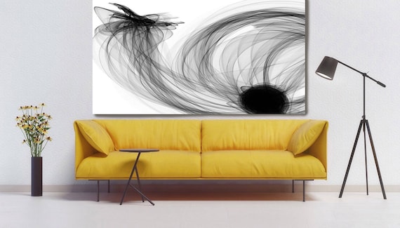 Abstract Black and White 18-06-36. Contemporary Unique Abstract Wall Decor, Large Contemporary Canvas Art Print up to 72" by Irena Orlov