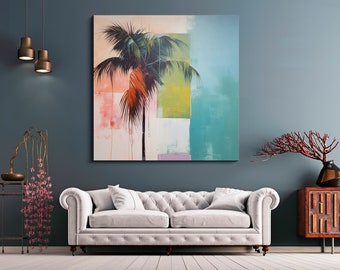 Tropical Urban Retreat-10 Canvas Print | Abstract Botanical Canvas | Muted  Wall Decor | Contemporary Artwork |Palm Canvas Print