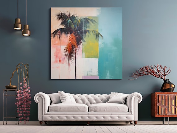 Tropical Urban Retreat-10 Canvas Print | Abstract Botanical Canvas | Muted  Wall Decor | Contemporary Artwork |Palm Canvas Print