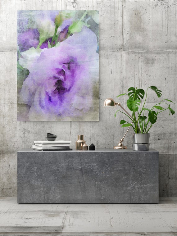 Purple Flower. Green Purple Flower Painting, blossom canvas art print, blossoming painting, floral painting, purple canvas print