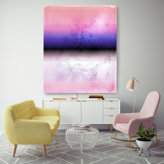 Abstract Minimalist Rothko Inspired 1-37. Abstract Painting Giclee of Original Wall Art, Purple Pink Black Large Canvas Art Print up to 72"