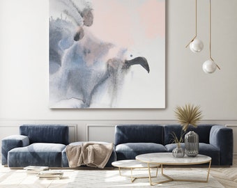 Blue Pink Contemporary Abstract Watercolor Canvas Art, Abstract Watercolor Canvas Art Print, Textured Abstract Painting Print, Dreamlight 2