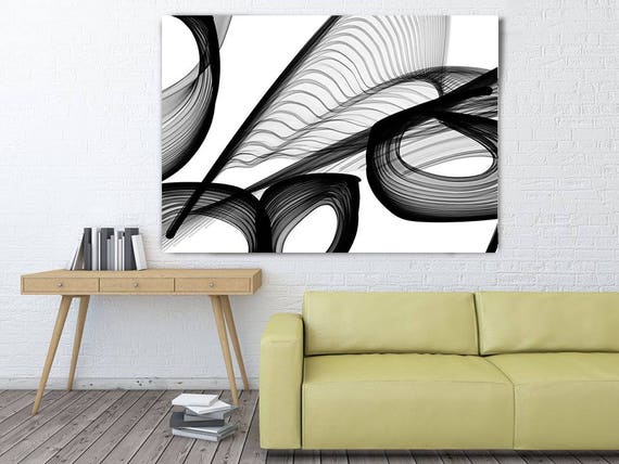 Abstract Black and White 22-21-27. Contemporary Unique Abstract Wall Decor, Large Contemporary Canvas Art Print up to 72" by Irena Orlov