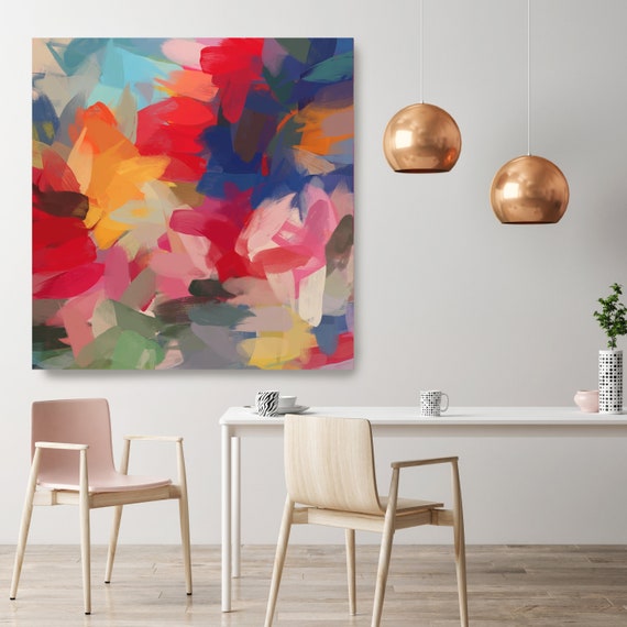 Extra Large Painting Colorful Extra Large Wall Art Colorful Chaos Red Yellow Blue Abstract Extra Large Art Canvas UP TO 50" by Irena Orlov