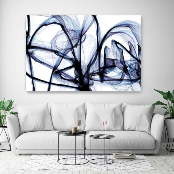 10287-10-32 BlueTech 2017-04-14, New Media Art, Blue Abstract Canvas Print, Extra Large Abstract Canvas Art Print up to 90" by Irena Orlov