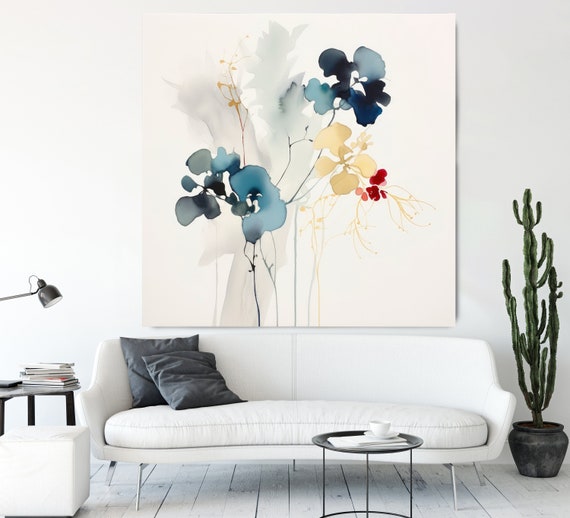 Fluid Floral Artistry-13, Canvas Print | Abstract Floral Canvas | Muted  Wall Decor | Contemporary Watercolor Artwork | Floral Canvas Print