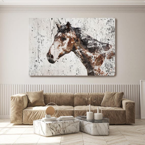 Mr. X Horse Extra Large Horse Wall Decor, Brown Horse Large Horse Portrait Canvas Art Print Abstract Horse, Equine Art, Horse