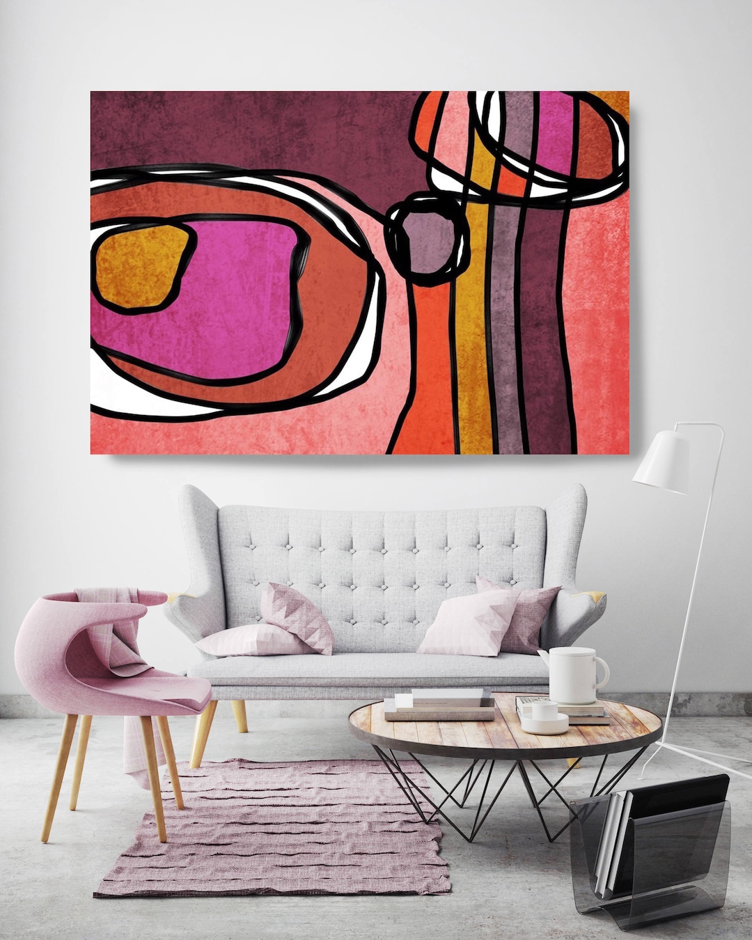 Mid Century Modern Geometric Art Modern Art, Minimalist, Modern, Retro