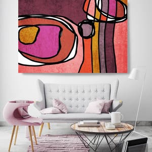 Mid Century Modern Geometric Art Arte Moderno, Minimalista, Moderno, Retro, Vintage, Arte Mural Moderno, Arte de lienzo Imprimir Arte de lienzo original