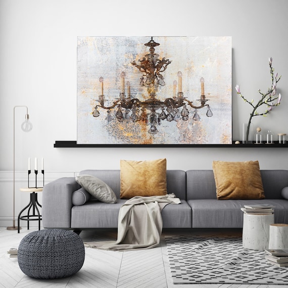 Chandelier Wall Art Print | Printable Home Art | Rustic Brown Chandelier | Modern Wall Art | Chandelier Canvas Print | Chandelier Wall Décor