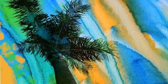 California Sunset, Large Canvas Print 30 x 60. Palm Trees Wall Decor Landscape Canvas Print by Irena Orlov