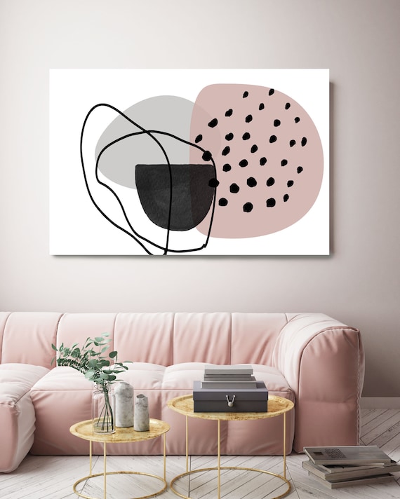 Pink Lines Minimalism. Line Art Modern Gray Pink Canvas Art Print Scandinavian print Minimalist abstract Wall decor Pink Gray Minimalist Art