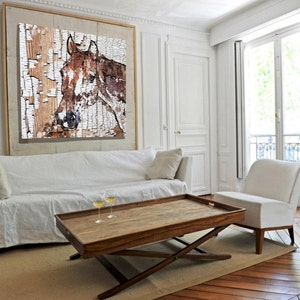 The Observer. Large Horse, Unique Horse Wall Decor, Brown Rustic Horse, Large Contemporary Canvas Art Print up to 48&quot; by Irena Orlov