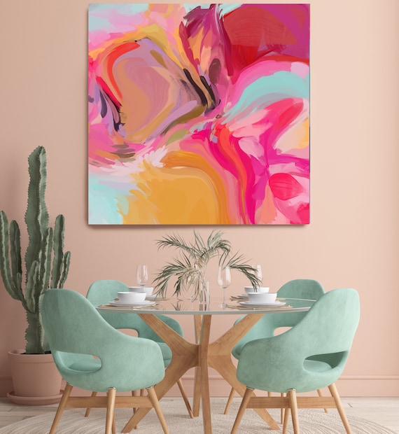 Sparks of pink Abstract Fine Art Canvas, Abstract Art, Contemporary Art, Modern Hot Pink Painting, Expressionism Canvas Print