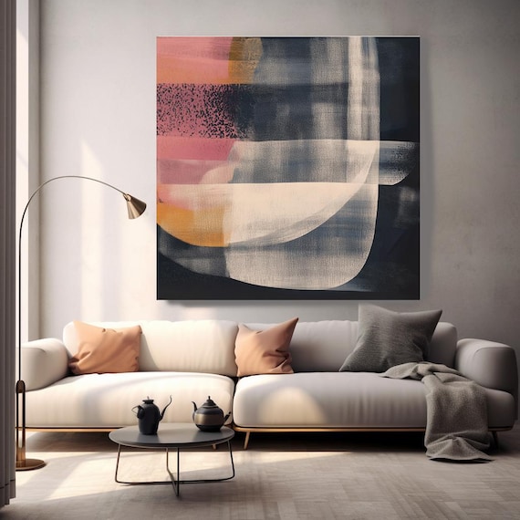 Tiers of Time-5 Black Beige Contemporary art, Abstract Painting Print, Canvas Print Painting Art, Office Art, Living Room Wall Decor