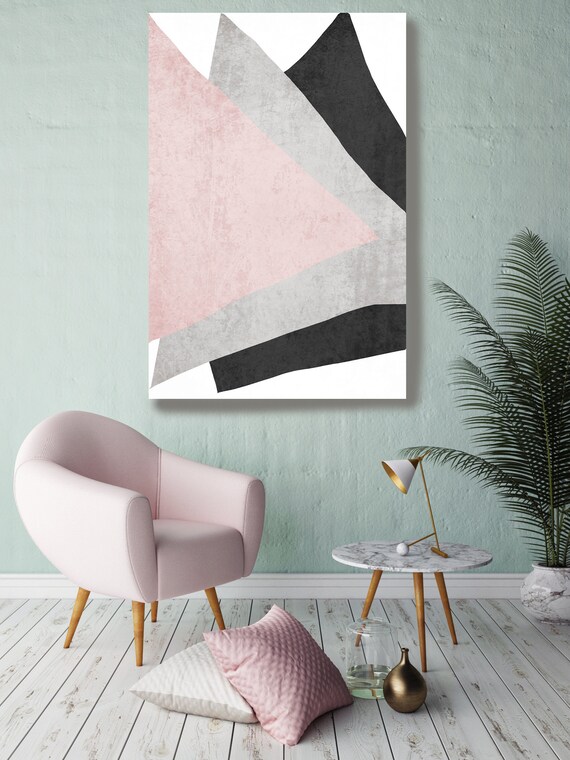 Modern Scandinavian 2. Modern Gray Pink Canvas Art Print Scandinavian print Minimalist abstract Wall decor Pink Gray Minimalist Art