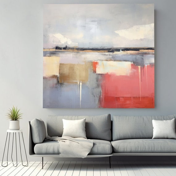 Minimalist Landscape Painting, Contemporary Landscape, Color Block Landscape Canvas Print, Genial Spring a Living Warmth Bestows 3